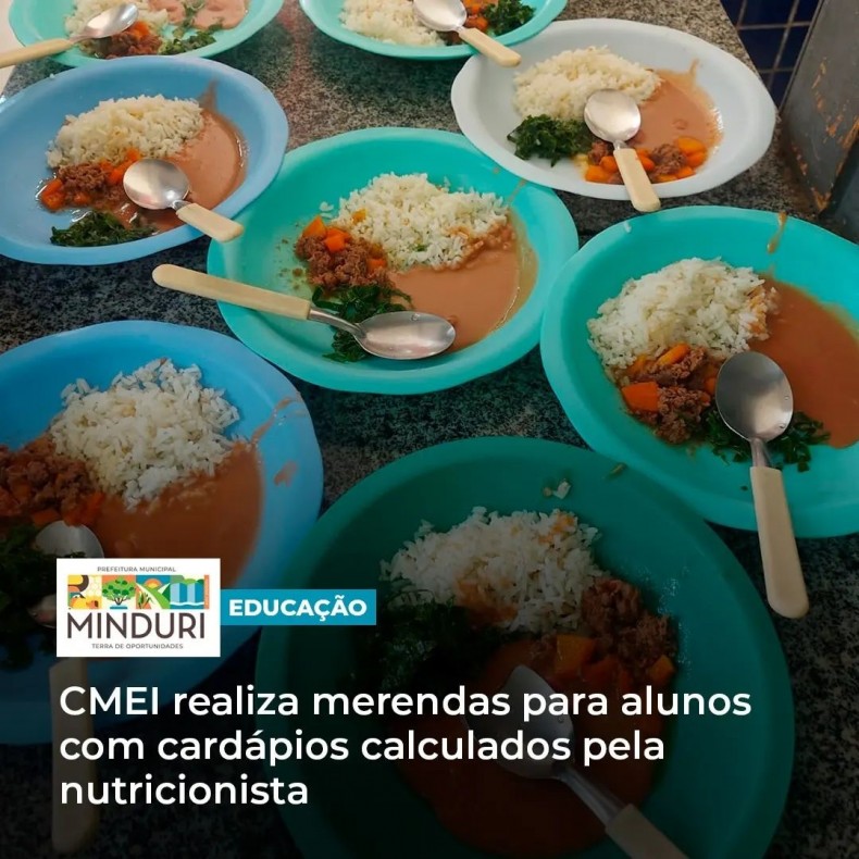 EDUCAÇÃO – CMEI realiza merendas para alunos com cardápios calculados pela nutricionista.