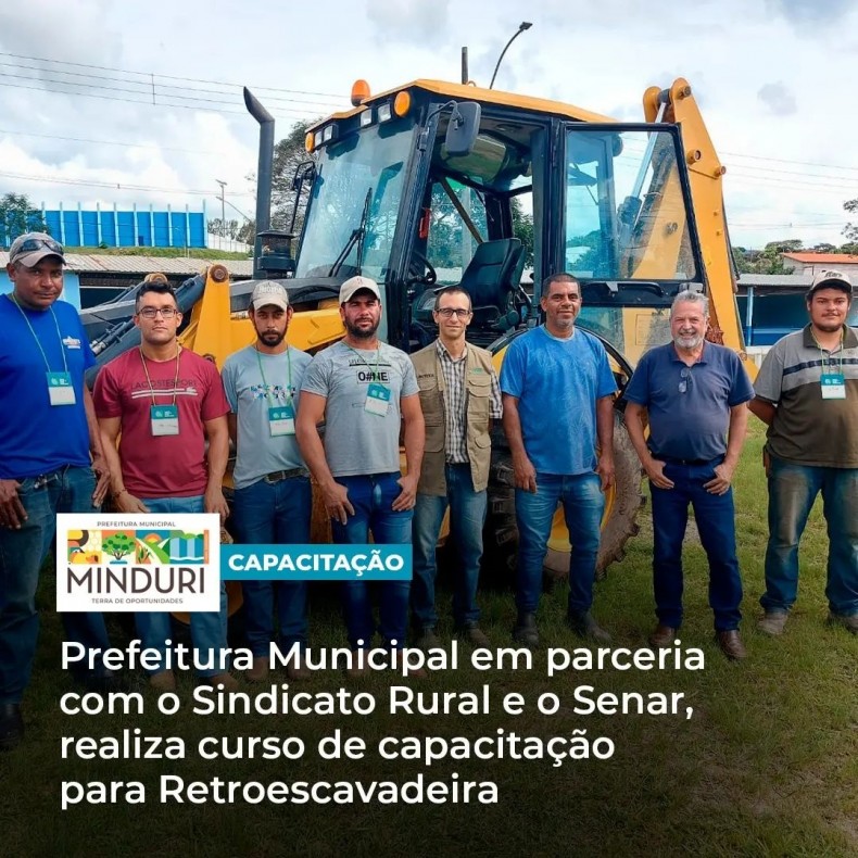CAPACITAÇÃO – Com o objetivo de qualificar toda a população para o mercado de trabalho, Prefeitura Municipal em parceria com o Sindicato Rural e o Senar, realiza curso de capacitação para Retroescavadeira.
