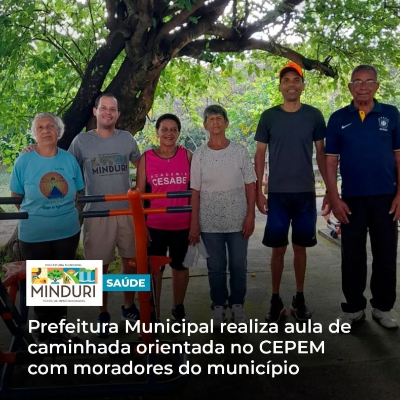 SAÚDE – Prefeitura Municipal realiza aula de caminhada orientada no CEPEM com moradores do município.