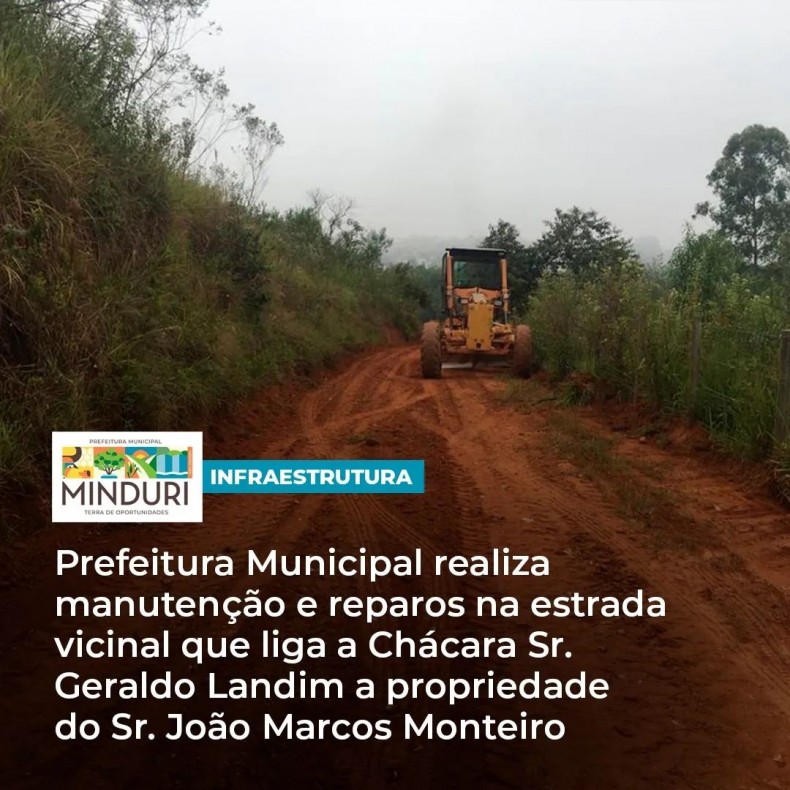 INFRAESTRUTURA – Prefeitura Municipal realiza manutenção e reparos na estrada vicinal que liga a Chácara Sr. Geraldo Landim a propriedade do Sr. João Marcos Monteiro.