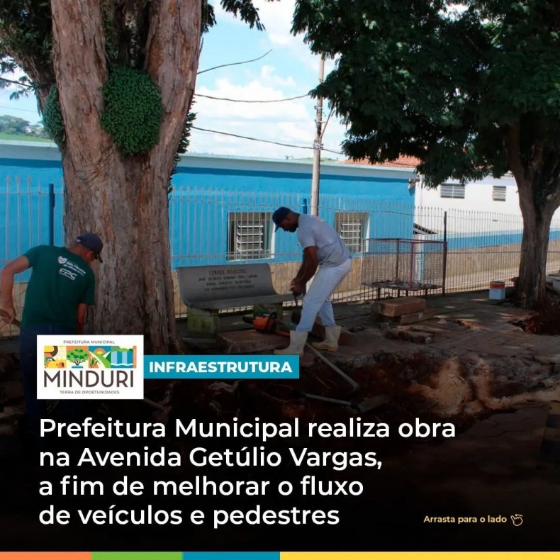 INFRAESTRUTURA – Prefeitura Municipal realiza obra na Avenida Getúlio Vargas, a fim de melhorar o fluxo de veículos e pedestres.