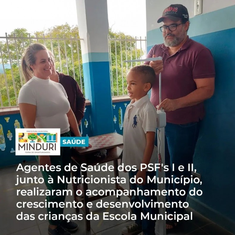 SAÚDE – Na última sexta-feira (14), os Agentes de Saúde dos PSF’s I e II, junto à Nutricionista do Município, realizaram o acompanhamento do crescimento e desenvolvimento das crianças da Escola Municipal Durval de Souza Furtado.
