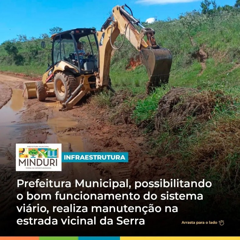 INFRAESTRUTURA – Prefeitura Municipal, possibilitando o bom funcionamento do sistema viário, realiza manutenção na estrada vicinal da Serra.