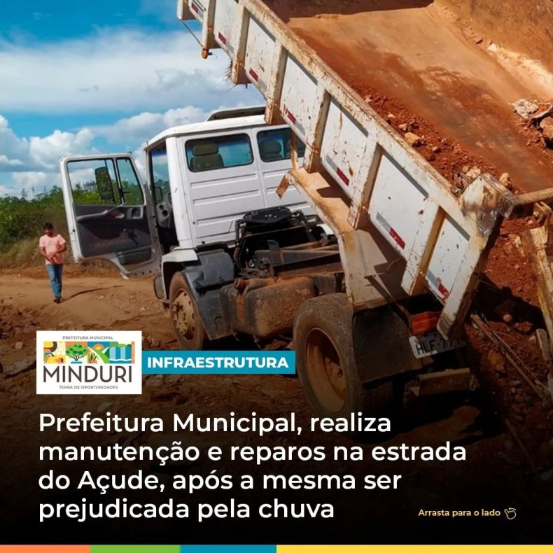 INFRAESTRUTURA – Prefeitura Municipal, realiza manutenção e reparos na estrada vicinal do Açude, após a mesma ser prejudicada pela chuva.