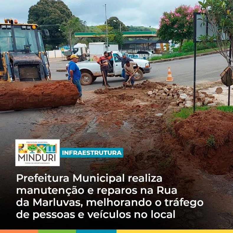INFRAESTRUTURA – Prefeitura Municipal realiza manutenção e reparos na Rua da Marluvas, melhorando o tráfego de pessoas e veículos no local.