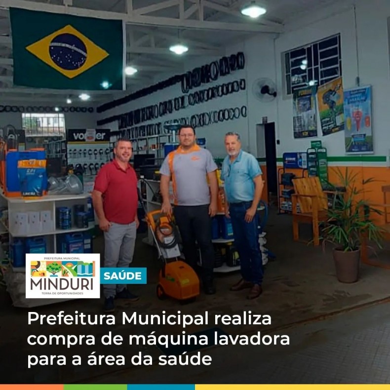 SAÚDE – Prefeitura Municipal realiza compra de máquina lavadora de alta pressão para a área da saúde.