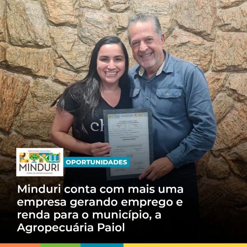 OPORTUNIDADES –  Minduri conta com mais uma empresa gerando emprego e renda para o município, a Agropecuária Paiol.