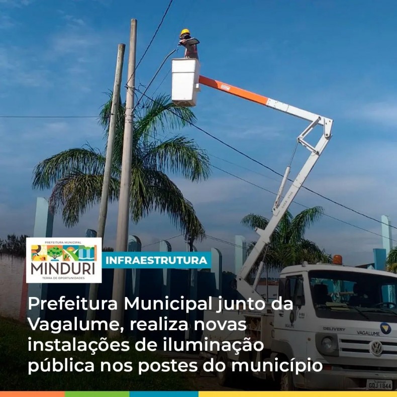 INFRAESTRUTURA – Prefeitura Municipal junto da Vagalume, realiza novas instalações de iluminação pública nos postes do município.