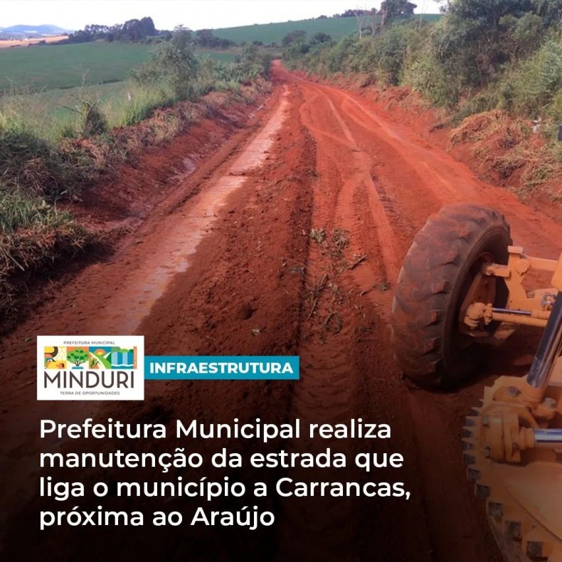 INFRAESTRUTURA – Prefeitura Municipal realiza manutenção da estrada que liga o município a Carrancas, próxima ao Araújo.