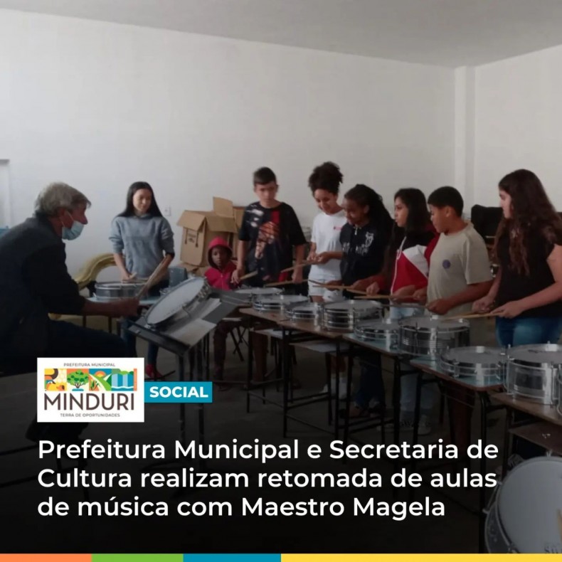CULTURA – Prefeitura Municipal e Secretaria de Cultura realizam retomada de aulas de música com Maestro Magela.