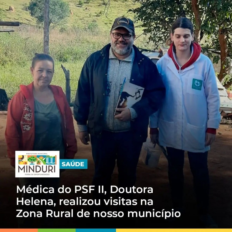 SAÚDE – Médica do PSF II, Doutora Helena, realizou visitas na Zona Rural de nosso município, buscando sempre atender toda a população.