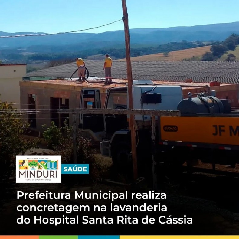 SAÚDE – Prefeitura Municipal realiza concretagem na lavanderia do Hospital Santa Rita de Cássia.