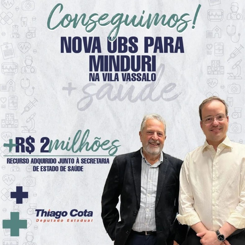 Prefeito Mico e Deputado Estadual Thiago Cota conseguem nova UBS para nosso município na Vila Vassalo.