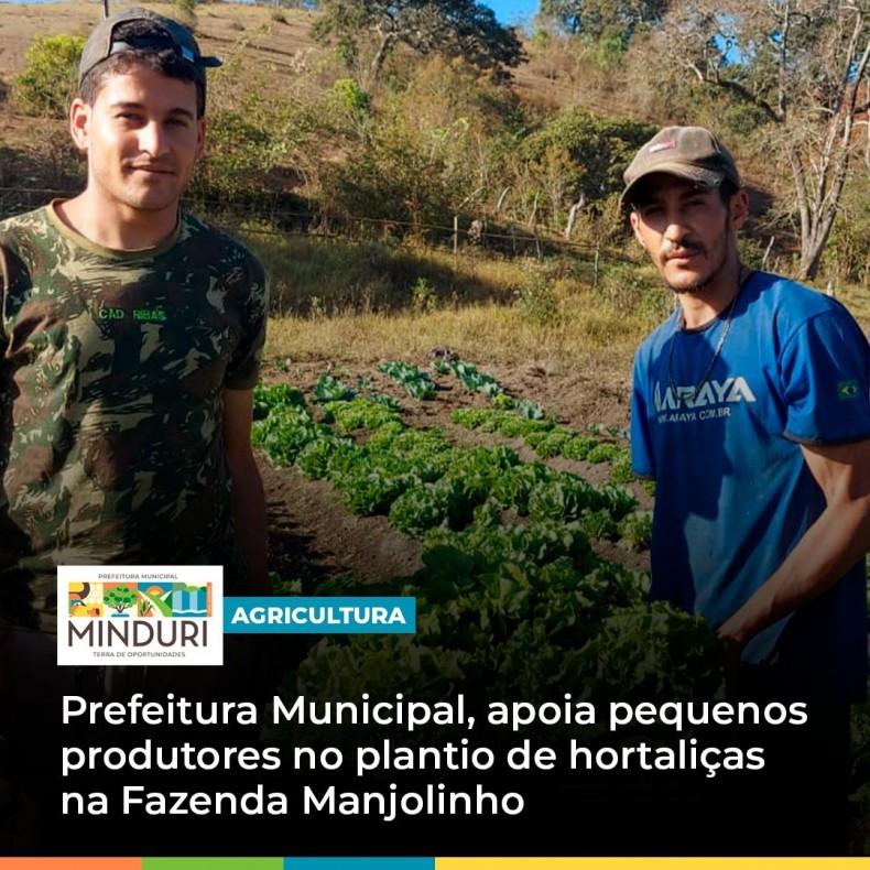 AGRICULTURA – Prefeitura Municipal, apoio pequenos produtores no plantio de hortaliças na Fazenda Manjolinho.