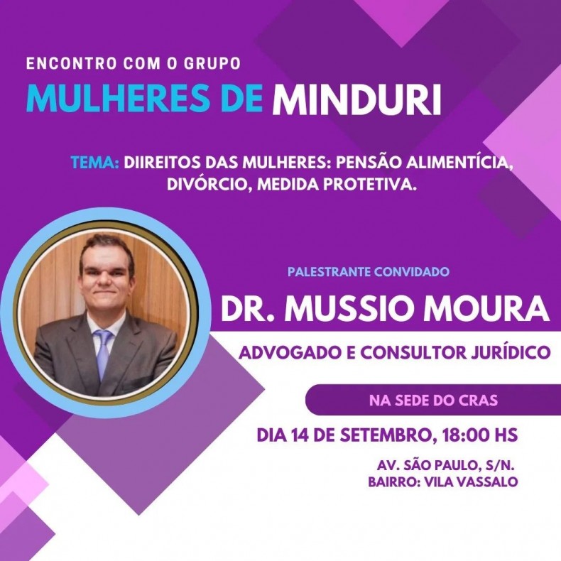 Venha participar de mais um Encontro Mulheres de Minduri!