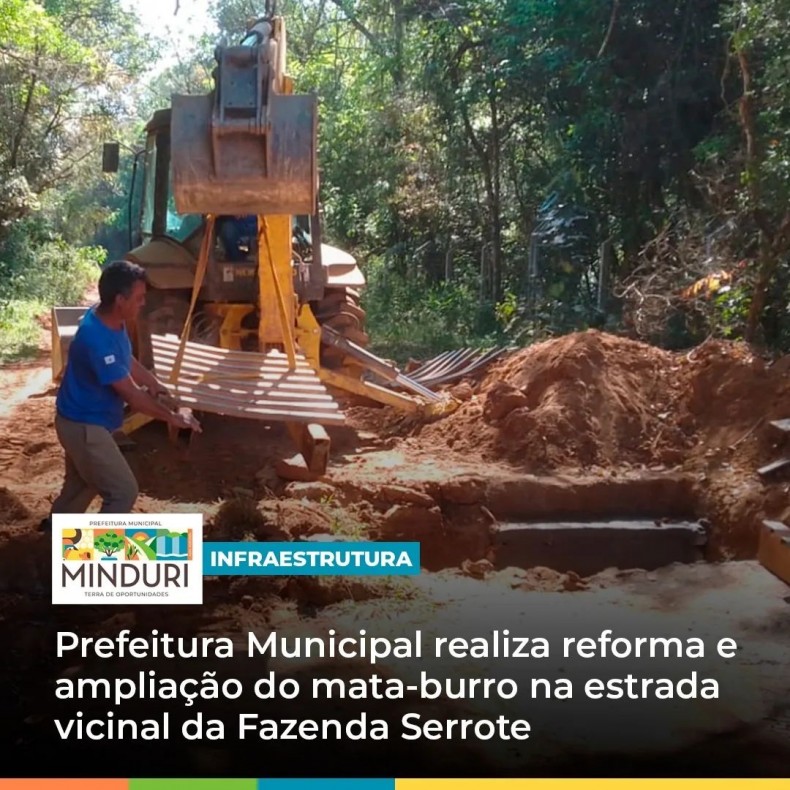 INFRAESTRUTURA – Prefeitura Municipal realiza reforma e ampliação do mata-burro na estrada vicinal da Fazenda Serrote.