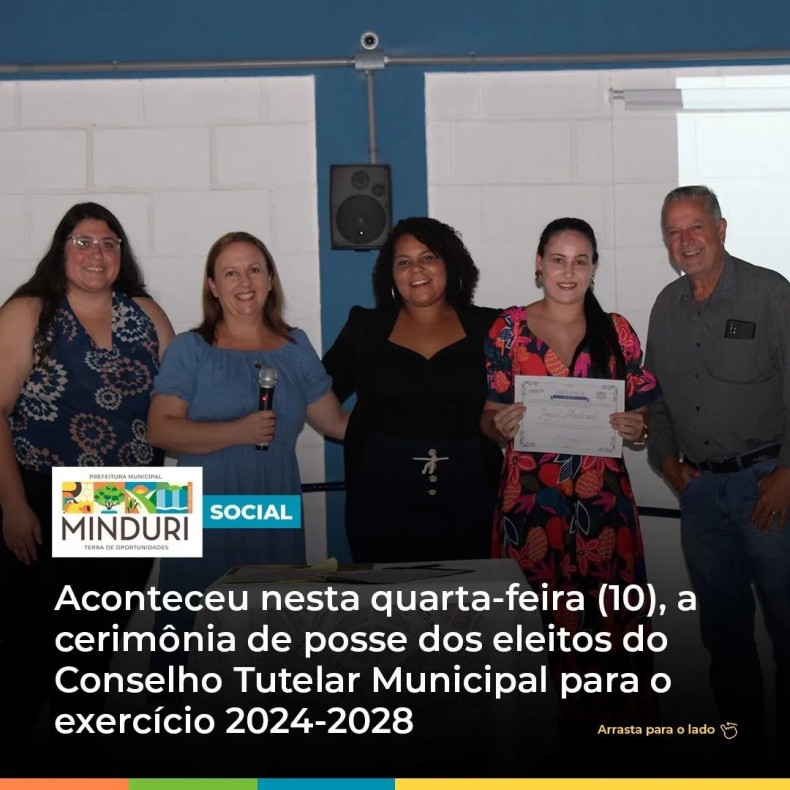 SOCIAL – Aconteceu nesta quarta-feira (10), a cerimônia de posse dos eleitos do Conselho Tutelar Municipal para o exercício 2024-2028.