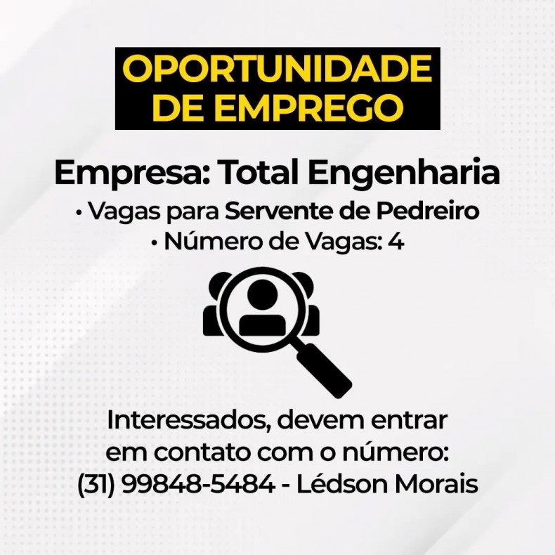 OPORTUNIDADE DE EMPREGO