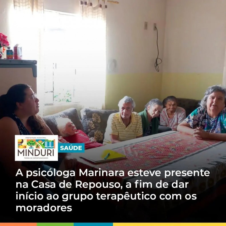 SAÚDE – A psicóloga Marinara esteve presente na Casa de Repouso, a fim de dar início ao grupo terapêutico com os moradores.