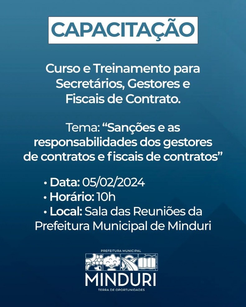 CAPACITAÇÃO – Curso e Treinamento para Secretários, Gestores e Fiscais de Contrato.