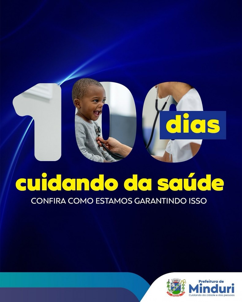 Em 100 dias colocamos a saúde para funcionar. Ampliamos a oferta de especialidades nas unidades de saúde, incentivamos e criamos ações de conscientização nas ruas e nas escolas. E seguimos avançando para dias ainda melhores. Confira no post como Minduri, a cidade que cuida das pessoas, está transformando esses serviços essenciais.