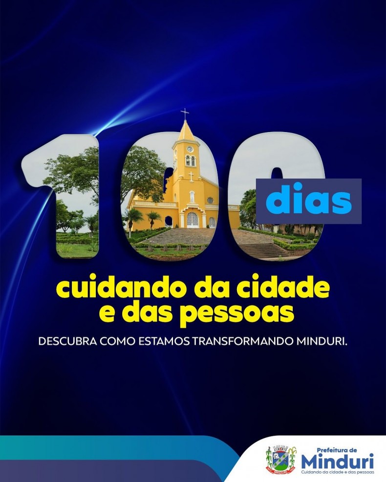100 dias de gestão não são poucos dias, são dias de muito trabalho e conquistas para Minduri! Nosso primeiro compromisso foi organizar a casa e valorizar os servidores, que são a essência do serviço público. E os resultados já aparecem. Confira no post acima tudo o que fizemos nesse período e como estamos construindo uma Minduri que cuida da cidade e das pessoas.