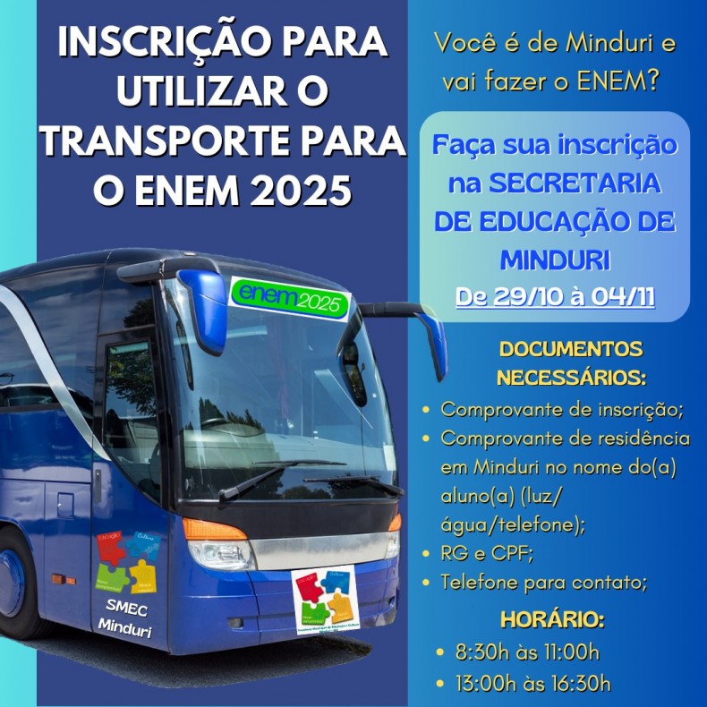 Inscrição para utilizar o transporte para o ENEM 2025