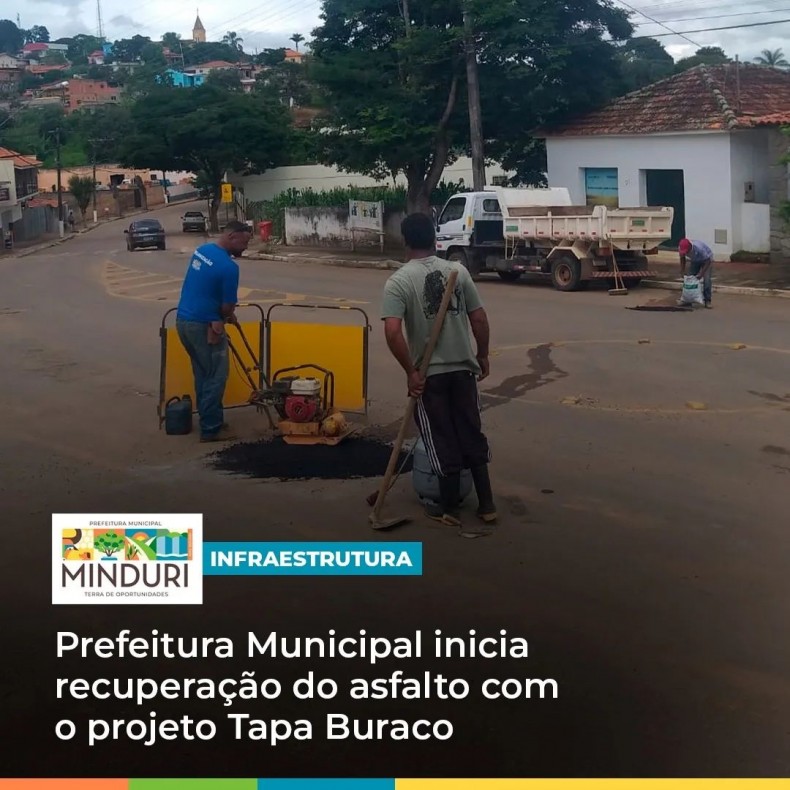 INFRAESTRUTURA – Prefeitura Municipal inicia recuperação do asfalto com o projeto Tapa Buraco.