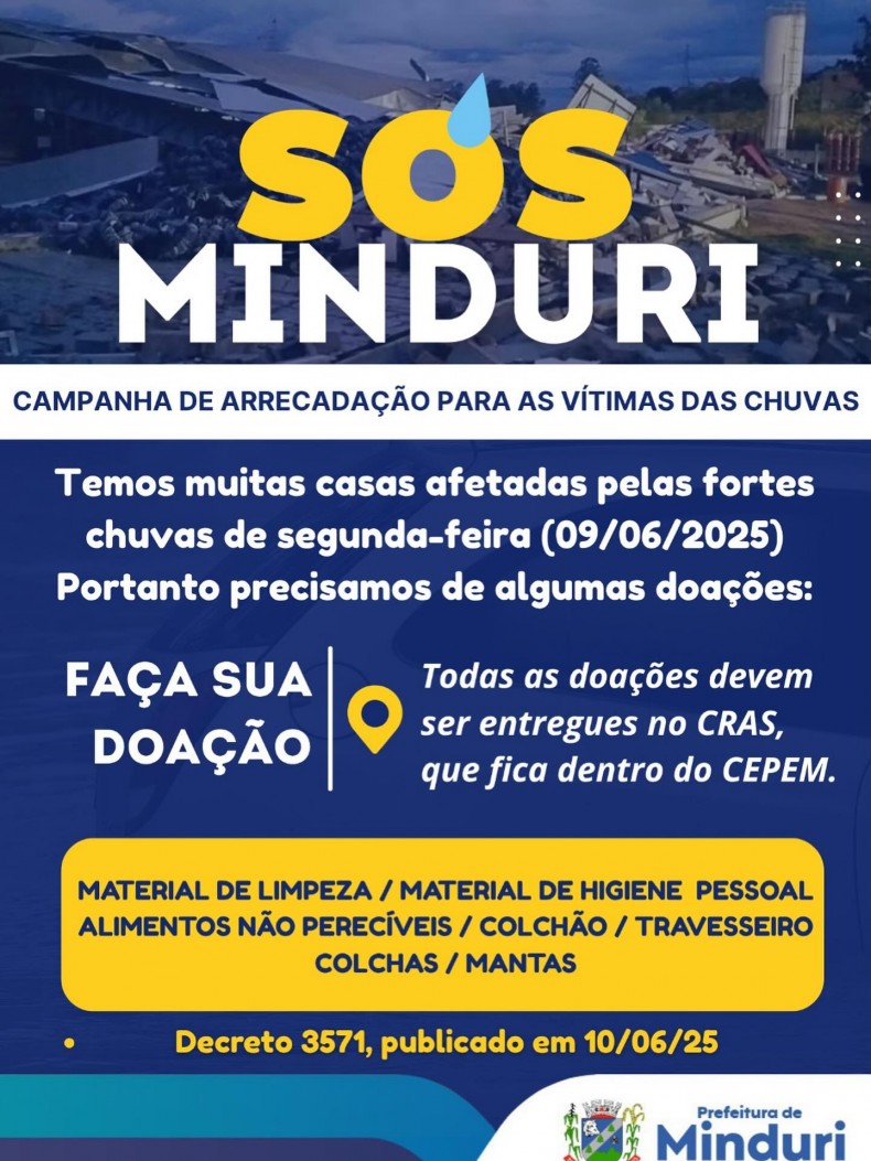 🌧️ SOS MINDURI – CAMPANHA DE ARRECADAÇÃO 🌧️